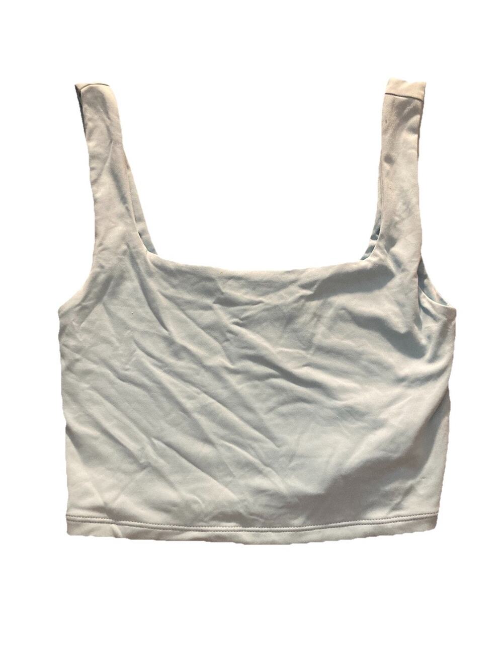 Butter Soft Forever 21 Knit Cropped Tank Top Light Blue Scoop Neck Wide Strap M